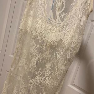 Long White lace swim cover up